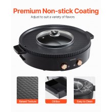 VEVOR Pentola Hot Pot con Griglia 1800W Elettrica BBQ Coreano Antiaderente