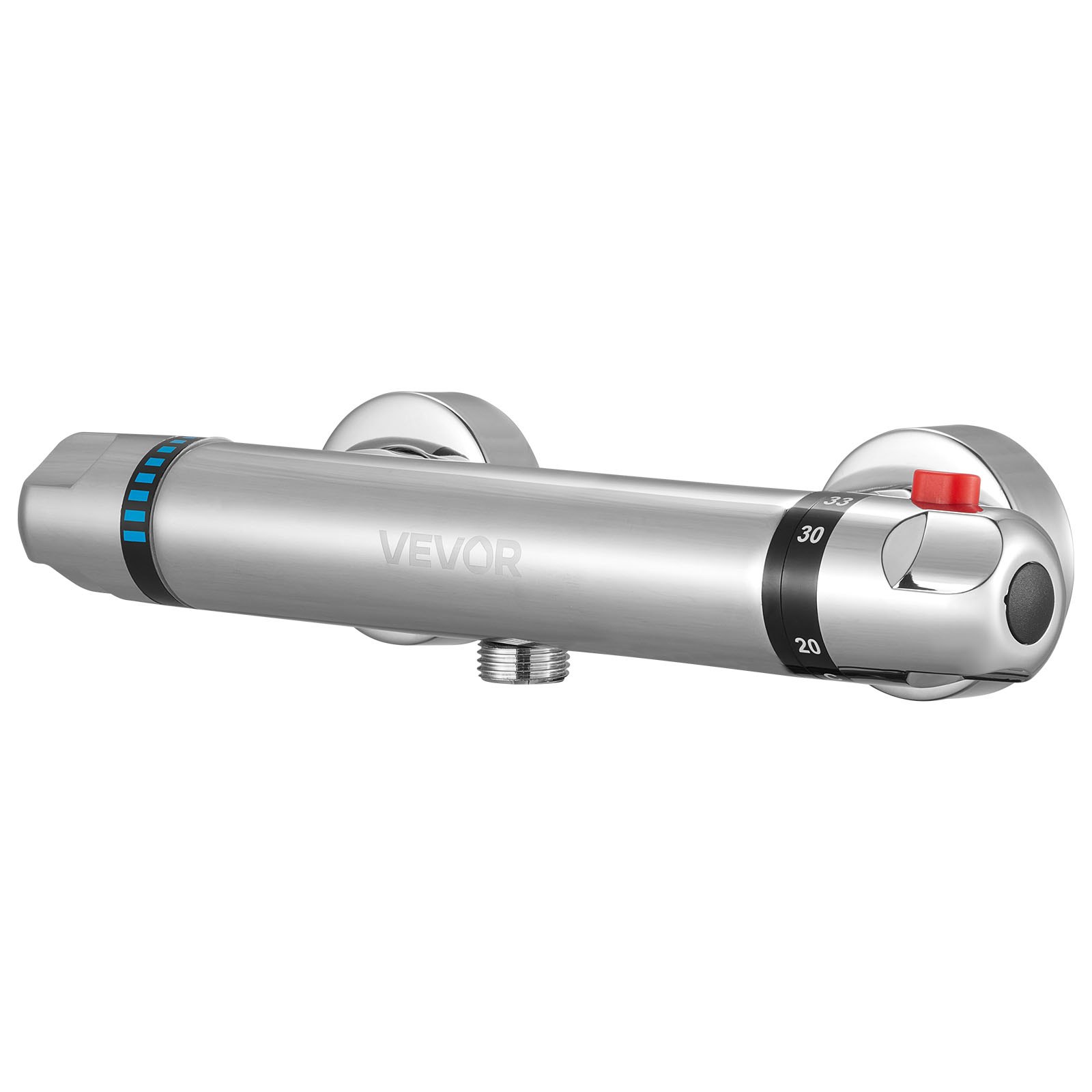 VEVOR Valvola Termostatica per Rubinetto Doccia, con Blocco di Sicurezza a 38°C, Valvole di Controllo della Temperatura con Acqua Calda e Fredda per Camper, Hotel, con Rivestimento Cromato Argento