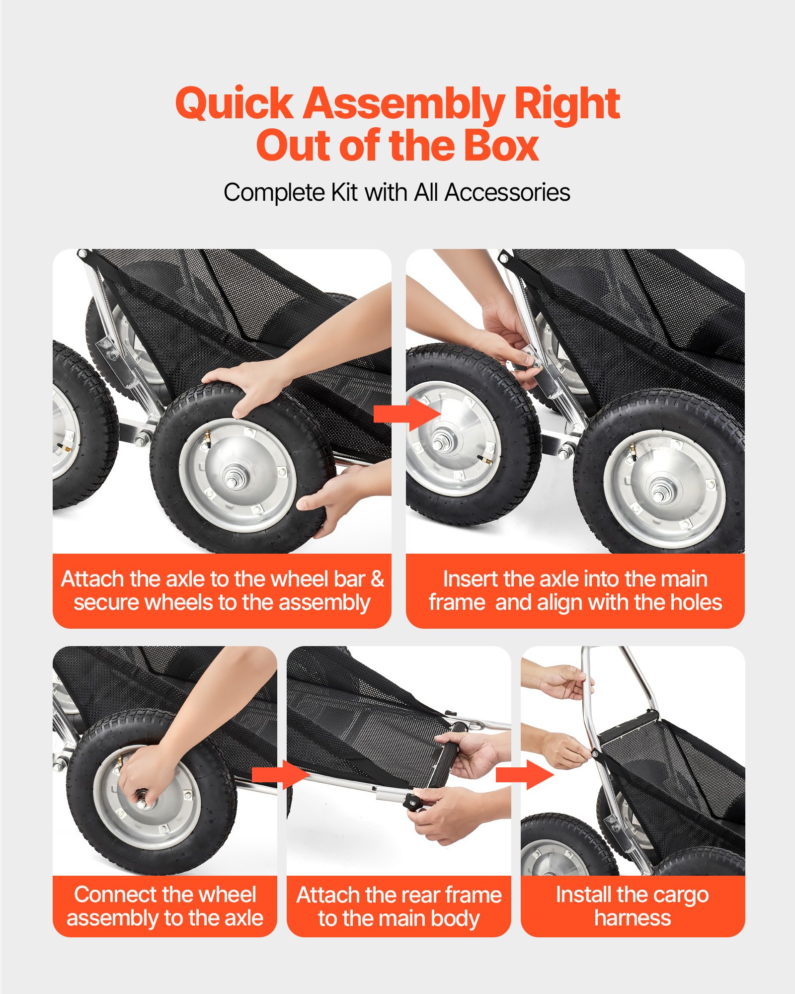 VEVOR Carrello da Caccia, per Trasporto da Caccia da 227 kg, Carrello Cingolato Pieghevole in Lega di Alluminio, per il Trasporto di Cervi su Tutti i Terreni con Pneumatici Ammortizzanti