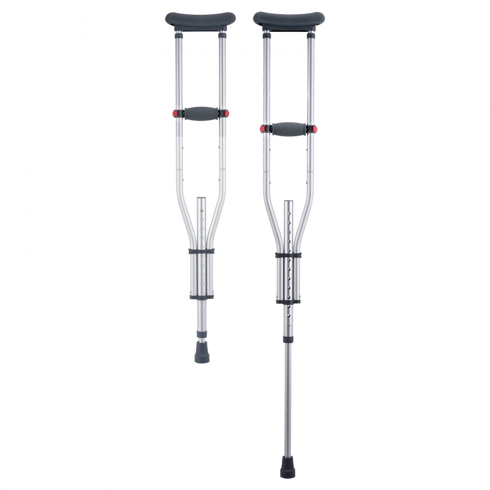 VEVOR Stampelle Ascellari, Stampelle da Passeggio in Altezza Regolabile 13 Livelli, Stampelle in Alluminio Leggere, con Cuscinetto Ascellare Morbido per Disabili Adulti e Adolescenti, 1 Paio 136 kg