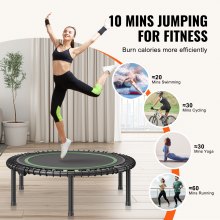 VEVOR Mini Trampolino Fitness 1027 mm Trampolino Allenamento 150 kg Nero Verde