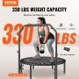VEVOR Mini Trampolino Pieghevole Fitness Rimbalzo 1027 mm Trampolino da Allenamento Resiliente, Capacità 150 kg Trampolino Sportivo Rimbalzante, Maniglia in Schiuma Regolabile in Altezza a 4 Livelli