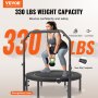 VEVOR Mini Trampolino Pieghevole Fitness Rimbalzo 1045 mm Trampolino da Allenamento Resiliente 150 kg Trampolino Sportivo da Rimbalzo, Maniglia Regolabile in Altezza a 4 Livelli 32 Molle, Nero e Verde
