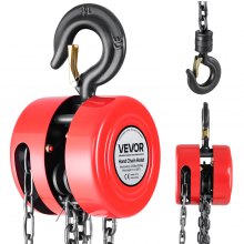 VEVOR Paranco a Catena Manuale, Capacità 1 T, con Catena Zincata G70 di Aggiornamento, Altezza di Sollevamento 3 m, Paranco a Puleggia per Macchinari Automobilistici da Magazzino, Rosso
