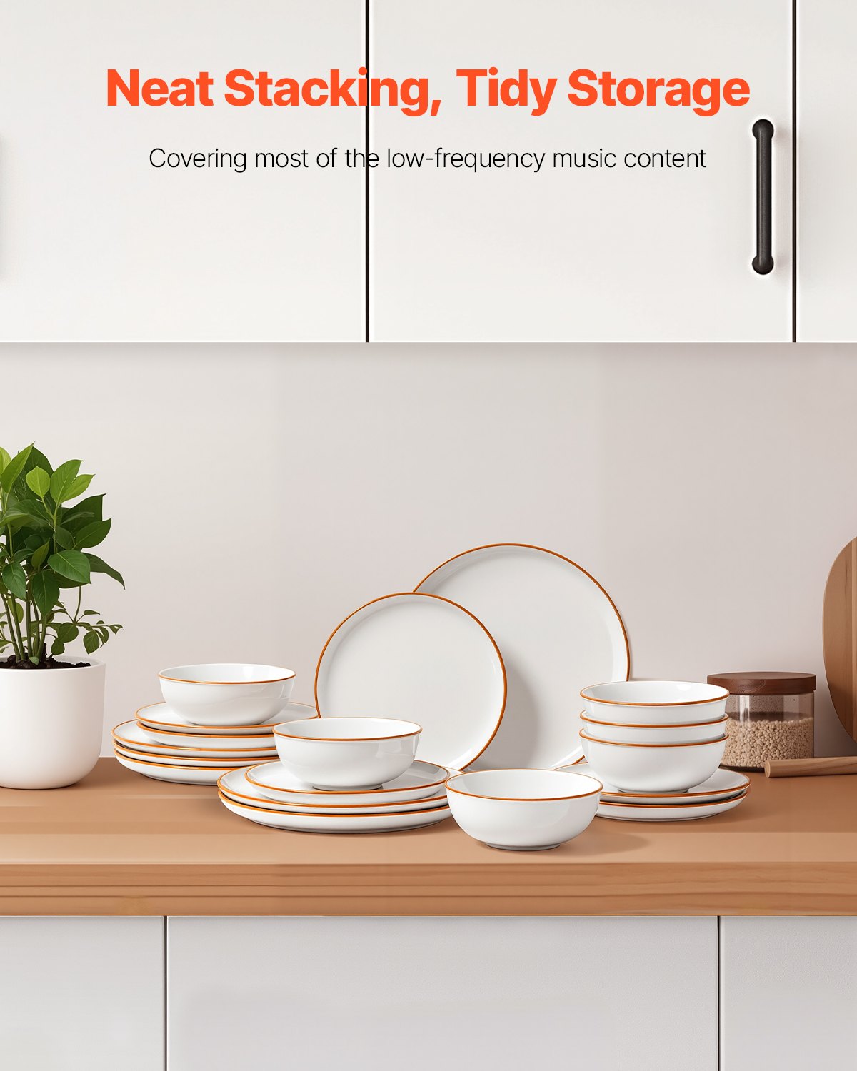 VEVOR Set di Stoviglie, 18 Pezzi Servizio per 6 Persone, Piatti Ciotole Rotondi, Stoviglie in Ceramica Antigraffio, Piatti per Lavastoviglie Microonde, per Insalata Zuppa Pasta, Bianco