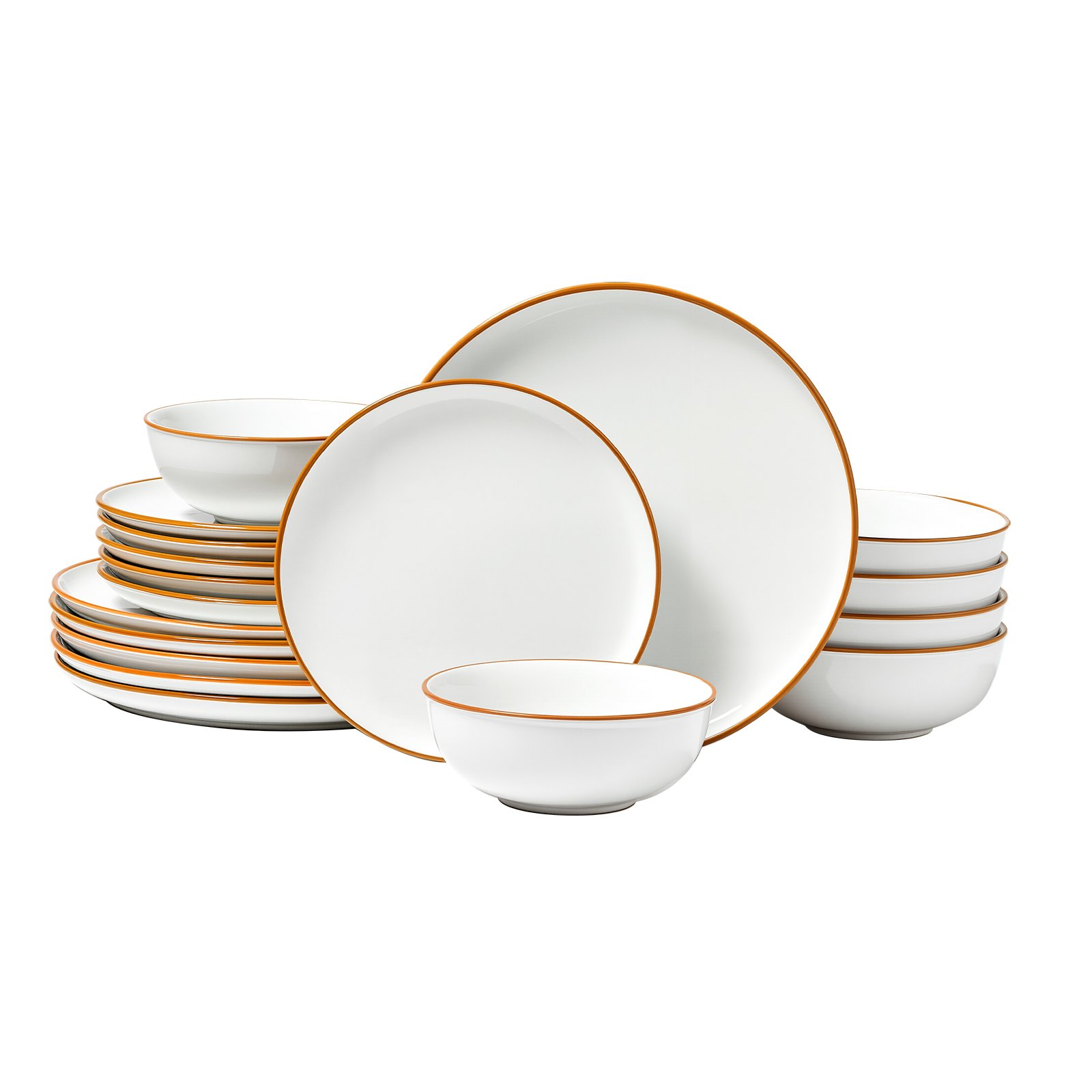 VEVOR Set di Stoviglie, 18 Pezzi Servizio per 6 Persone, Piatti Ciotole Rotondi, Stoviglie in Ceramica Antigraffio, Piatti per Lavastoviglie Microonde, per Insalata Zuppa Pasta, Bianco
