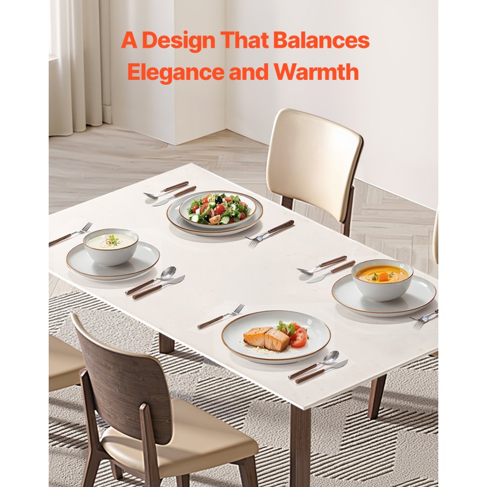 VEVOR Set di Stoviglie, 12 Pezzi Servizio per 4 Persone, Piatti Ciotole Rotondi, Stoviglie in Ceramica Antigraffio, Piatti per Lavastoviglie Microonde, per Insalata Zuppa Pasta, Bianco