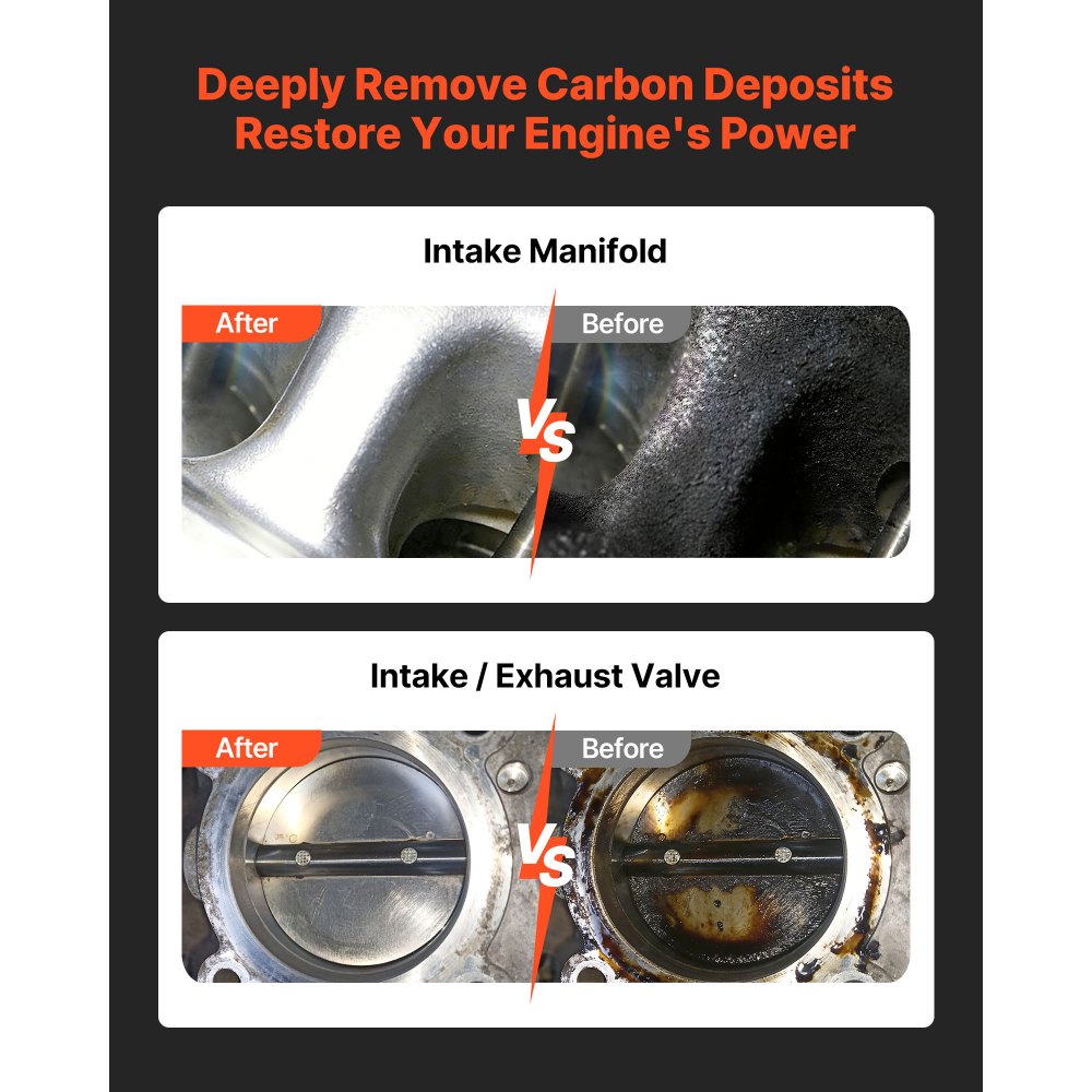 VEVOR Pulitore per Sistema di Alimentazione da 13 Litri e 1200 W, Macchina per Sabbiatura Fisica su Carrello per la Pulizia del Collettore di Aspirazione e delle Valvole, con 23 Adattatori