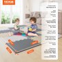 VEVOR Play Mat for Children, 16 Pieces, EVA Foam Play Mat, 16 Square Foot Puzzle Play Mat, Interlocking Toddler Mats for Playrooms and Children's Rooms, Camel, Gray & Beige