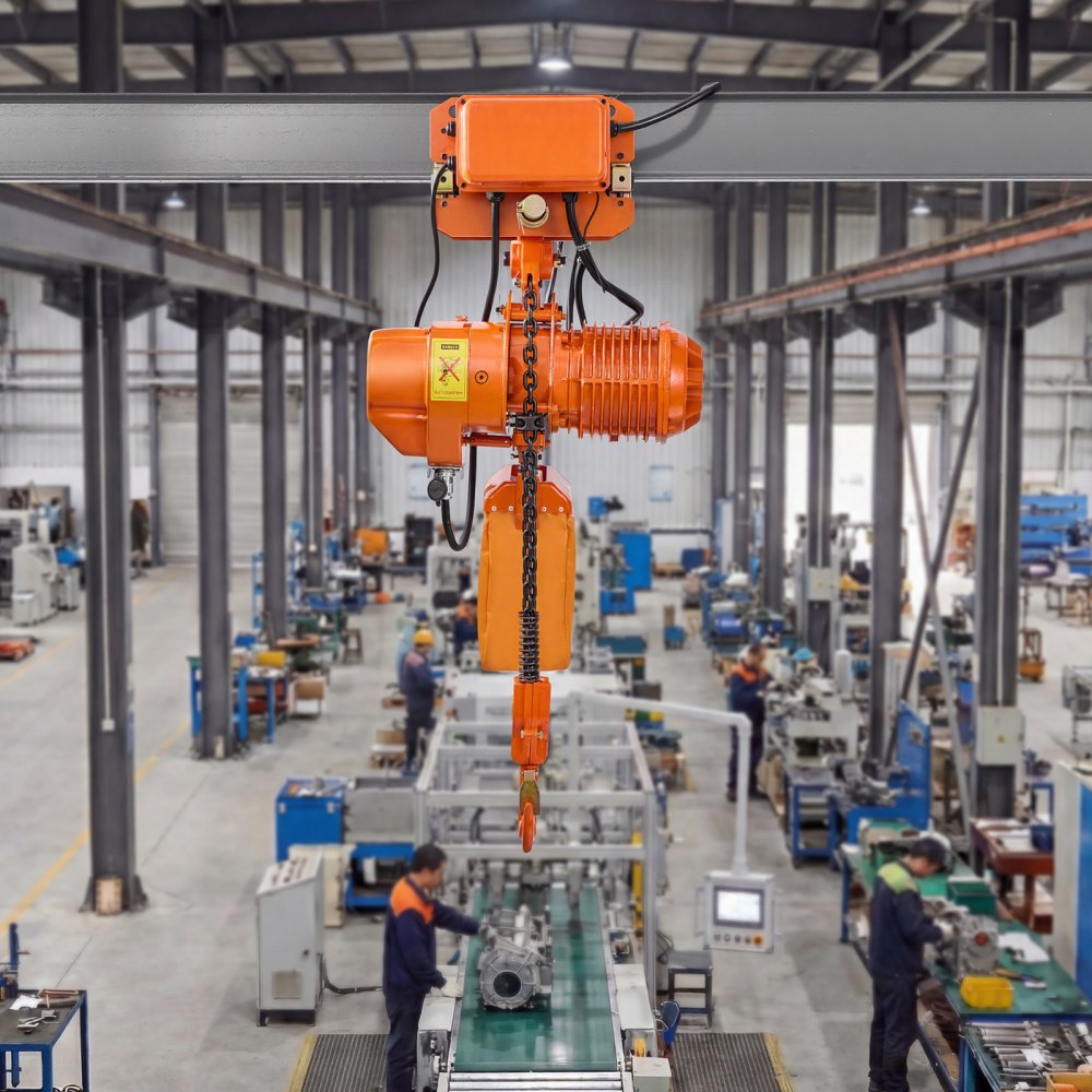 VEVOR Paranco Elettrico a Catena da 2000 kg, Paranco a Catena Doppia G100, Altezza di Sollevamento 6,1 m, con Telecomando Wireless da 100 m e Telecomando Cablato da 4,8 m, Trifase per Garage Fabbriche