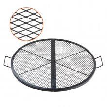 VEVOR Griglia per Barbecue in Acciaio Rotonda Portatile Pieghevole, Diametro 91 cm, Portata max. 20 kg, Materiale Utensili per BBQ Affumicatori, Braciere, Picnic, Campeggio, Viaggio, Giardino, Cortile