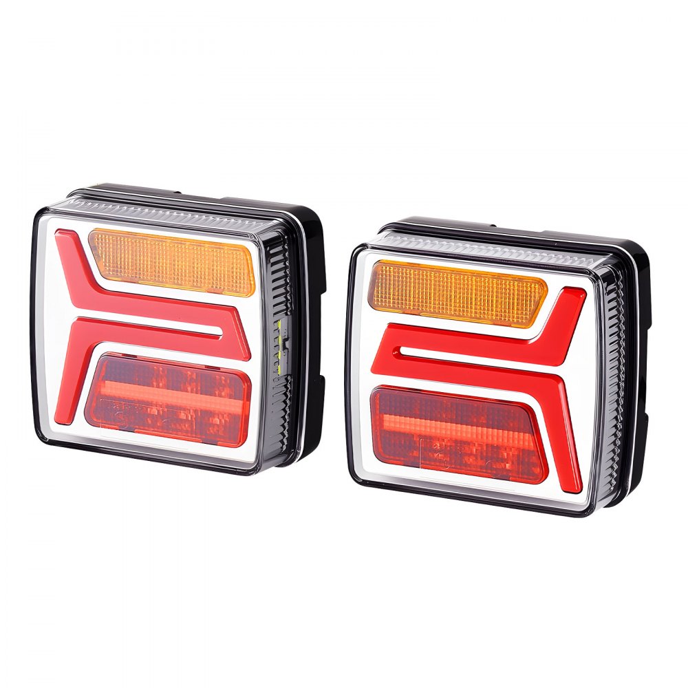 VEVOR 2 Pezzi Luci Quadrate per Rimorchio da 12 V, Luci Posteriori, Freno, Indicatore di direzione, Targa, Kit di Illuminazione per Rimorchio Cablato Impermeabile con Cablaggio, per Barca, Camion