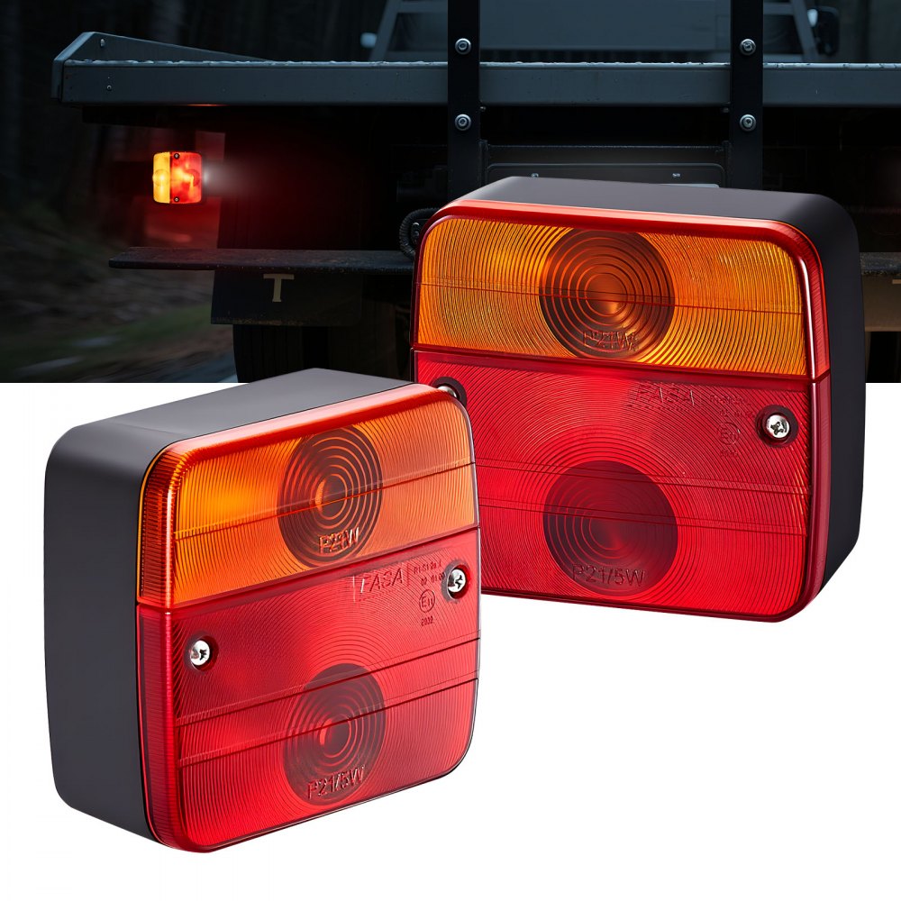 VEVOR 2 Pezzi Luci Quadrate per Rimorchio da 12 V, Luci Posteriori, Freno, Indicatore di direzione, Targa, Kit di Illuminazione per Rimorchio Impermeabile con Cablaggio, per Barca, Camion, Camper
