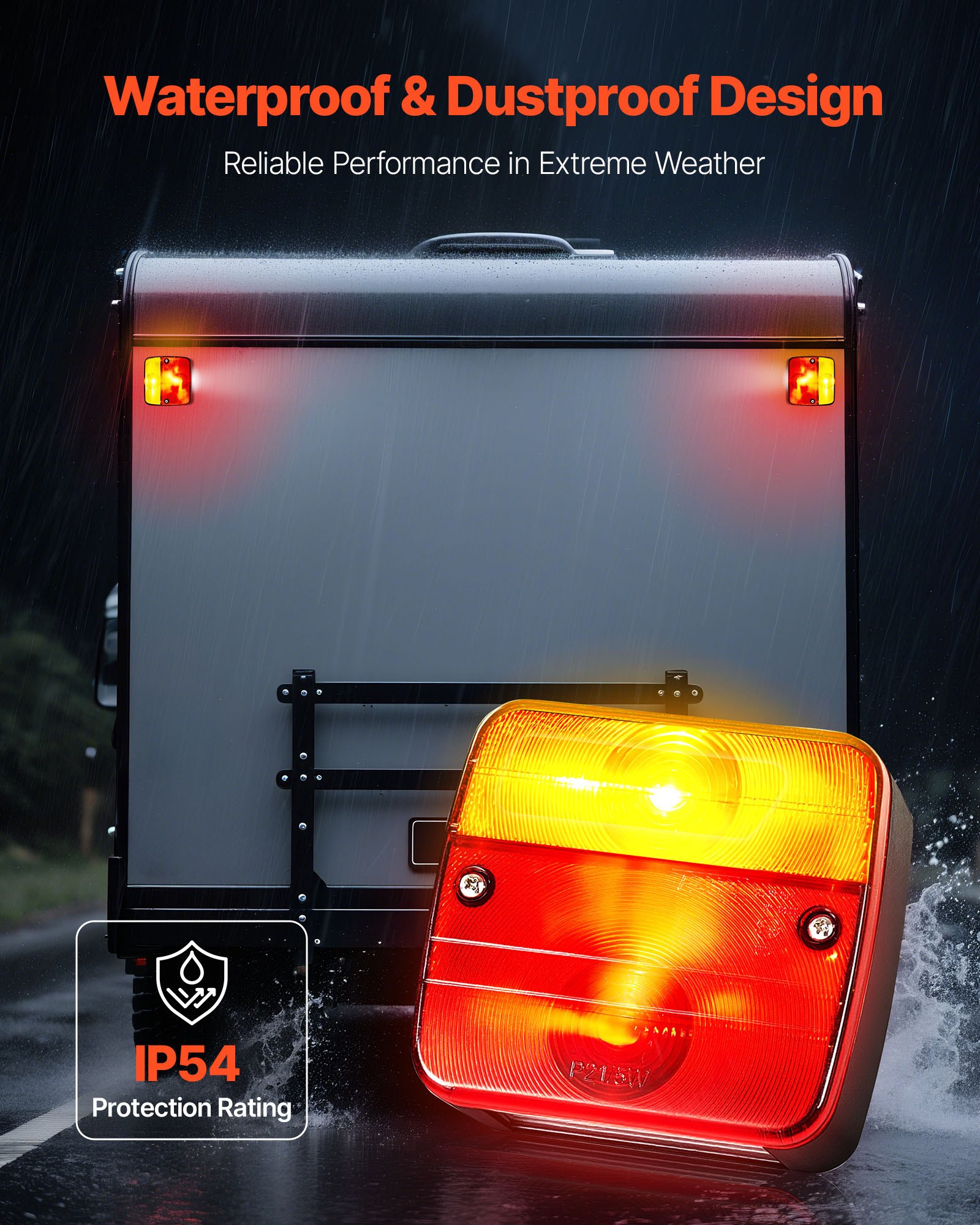 VEVOR 2 Pezzi Luci Quadrate per Rimorchio da 12 V, Luci Posteriori, Freno, Indicatore di direzione, Targa, Kit di Illuminazione per Rimorchio Impermeabile con Cablaggio, per Barca, Camion, Camper