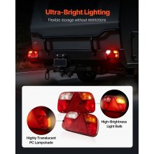 VEVOR Luci per Rimorchio, Trasmissione Cablata, 2 Pezzi Set di Lampada Rimorchio, Luci Impermeabili da 12 V per Posteriori, Freno, Indicatori di Direzione, Targa, Retromarcia, con Cablaggio