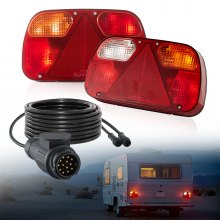 VEVOR Luci per Rimorchio, Trasmissione Cablata, 2 Pezzi Set di Lampada Rimorchio, Luci Impermeabili da 12 V per Posteriori, Freno, Indicatori di Direzione, Targa, Retromarcia, con Cablaggio