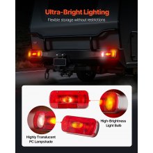 VEVOR 2 Luci Ovali per Rimorchio da 12 V, Luci Posteriori, Stop, Indicatore di direzione, Targa, Retromarcia, Fendinebbia, Kit di Illuminazione per Rimorchio Impermeabile con Cablaggio, Camper