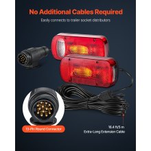 VEVOR 2 Luci Ovali per Rimorchio da 12 V, Luci Posteriori, Stop, Indicatore di direzione, Targa, Retromarcia, Fendinebbia, Kit di Illuminazione per Rimorchio Impermeabile con Cablaggio, Camper