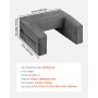 VEVOR Cuscino da Lettura da Letto in Tessuto Lavabile 610 x 533 x 290 mm Cuscino per Schiena, 2 Tasche e Portabicchieri, Materassino in Schiuma di Memoria per Guardare TV, Leggere e Giocare, Grigio