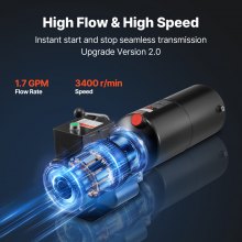 VEVOR Unità di Potenza per Pompa Idraulica, Unità Idraulica a Semplice Effetto da 10 L, Portata Olio 6,3 L/min, Pressione di Scarico Massima 22 MPa per Autocarri con Cassone Ribaltabile, Nero