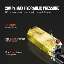 VEVOR Pompa Idraulica AC 220V Capienza ca. 9,5L Centralina Idraulica ad Azione Singola Flusso d'Olio ca. 6,4 L/min Pressione Massima di 22 MPa, Pompa per Montacarichi Auto Camion Rimorchio da Garage