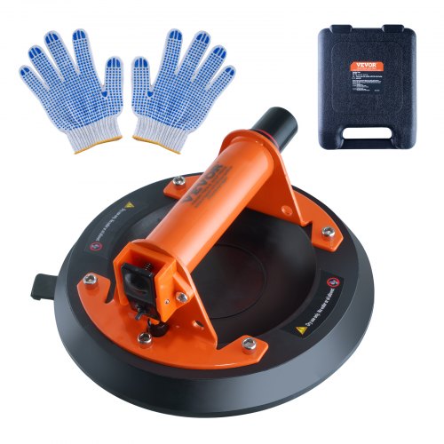 VEVOR Ventosa per Piastrelle 203 mm Ventosa per Vetro Portata 278 kg con Maniglia in ABS Scatola da Trasporto in PP, Ventosa per Sollevamento Industriale per Lastre di Vetro Piastrelle Metallo Legno