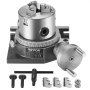VEVOR Mandrino Girevole per Fresatrici Diametro 100 mm, Modello Orizzontale Verticale Tavola Girevole per Fresatura di Precisione, Mandrino a 3 Griffe da 80 mm Bulloni M10 Indicizzazione di Fresatura