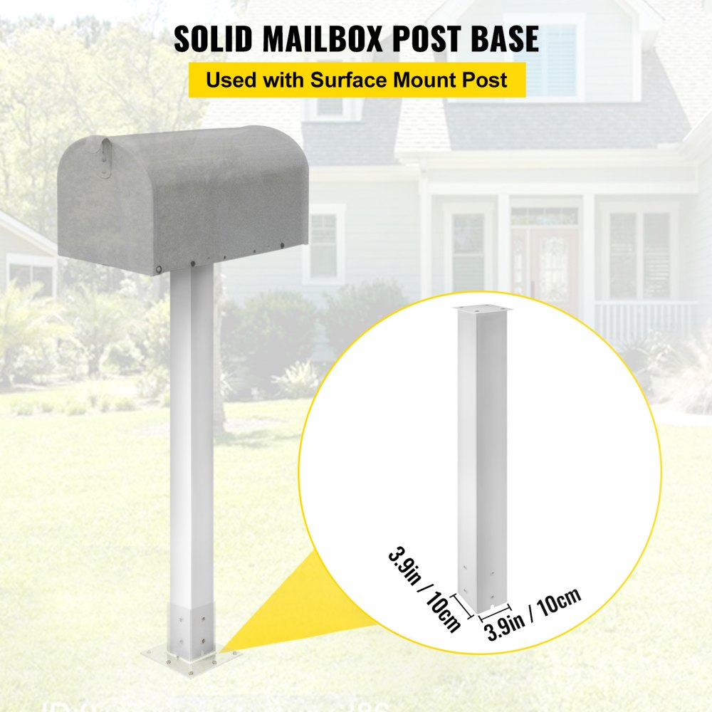 VEVOR Mailbox Post, 109.5 cm High Mailbox Stand, Powder-Coated Mailbox Post Set, Q235 Steel Post Stand, Surface-Mounted Post for Sidewalk and Roadside Edges