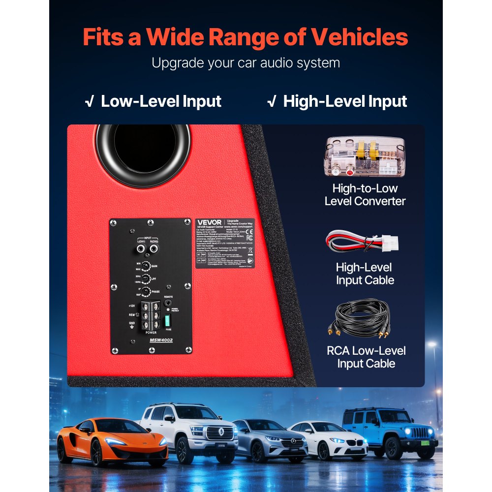 VEVOR Subwoofer per Auto Sistema Audio con Cassa da 305 mm, Subwoofer Amplificatore 245 W RMS Kit di Cablaggio, Pacchetto Amplificatore Integrato Gamma di Frequenza 30-150 Hz da Veicoli SUV Auto