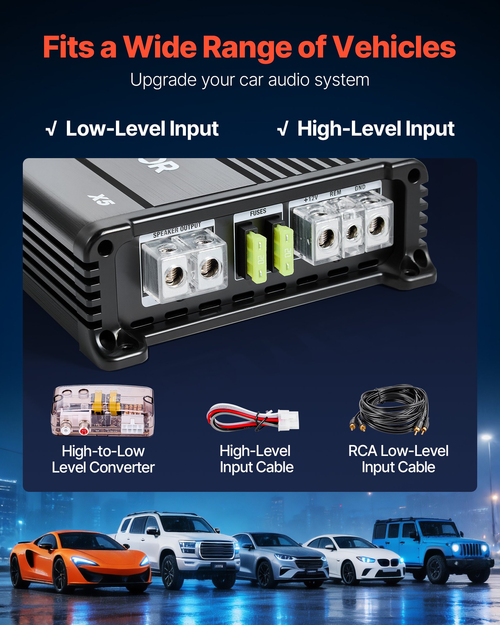 VEVOR Kit Subwoofer per Auto Sistema Audio con Cassa da 305 mm, Subwoofer Amplificatore 490 W RMS Separato Kit di Cablaggio, Pacchetto Amplificatore Gamma di Frequenza 30-200 Hz da Veicoli SUV Auto