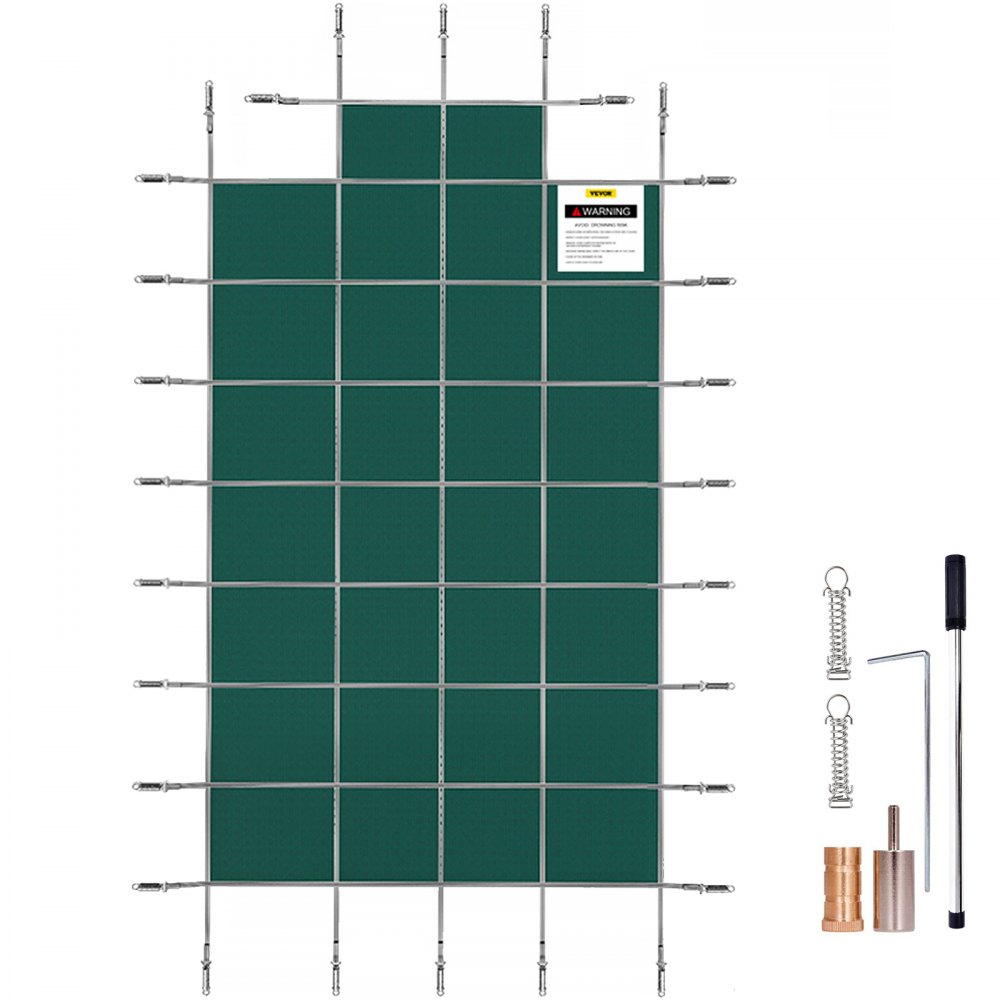 Copertura rettangolare di sicurezza per piscina Sezione gradino verde 4X8 FT Inverno per esterni