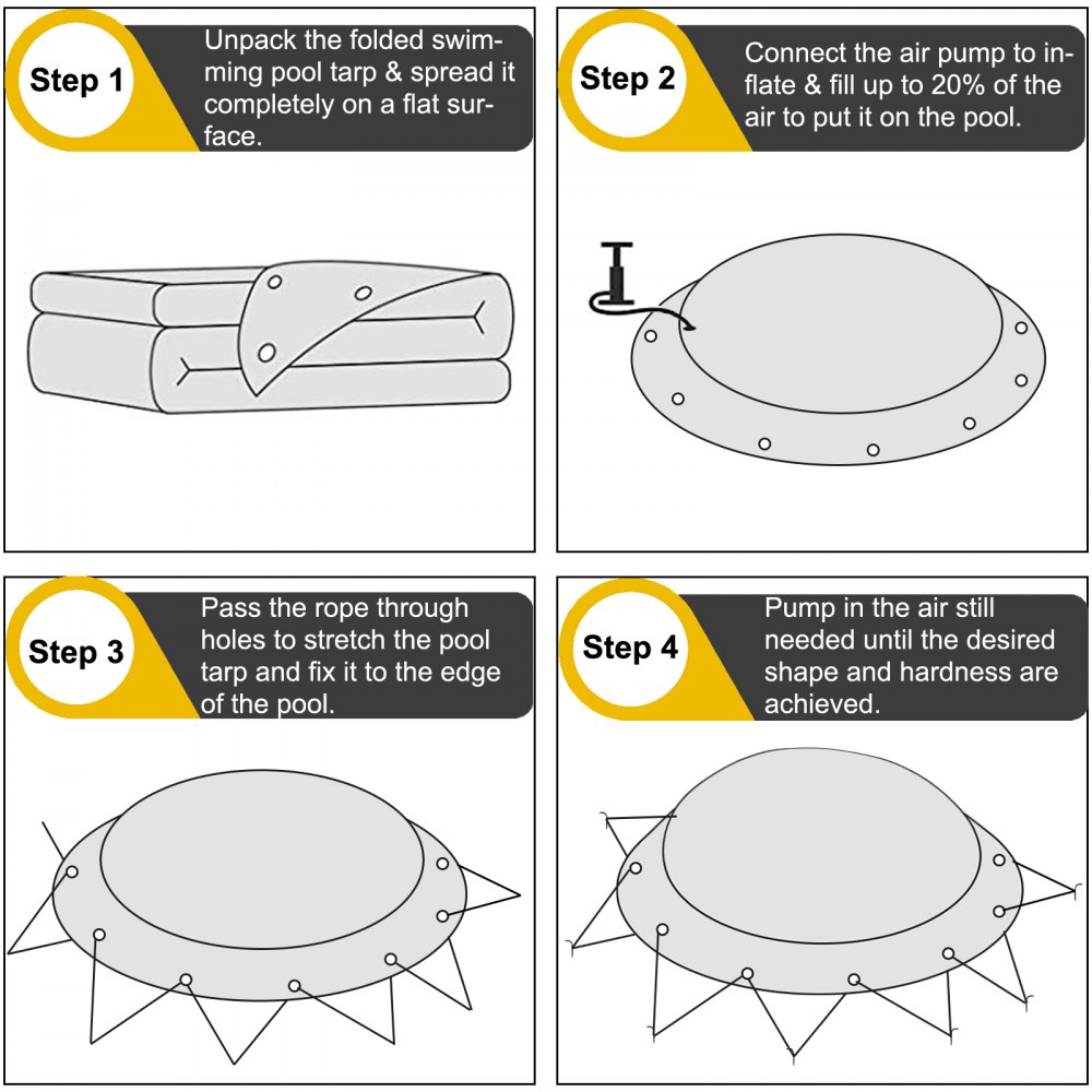Vevor Copertura Gonfiabile Rotonda Grigio Per Piscina 3,5m Telo Piscina Esterni