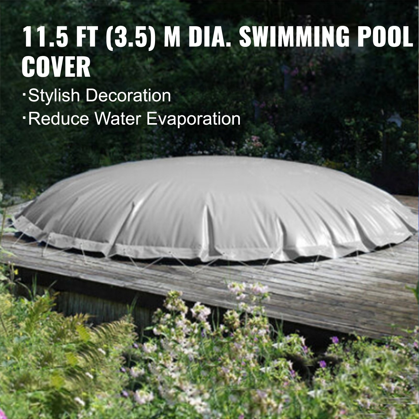 Vevor Copertura Gonfiabile Rotonda Grigio Per Piscina 3,5m Telo Piscina Esterni