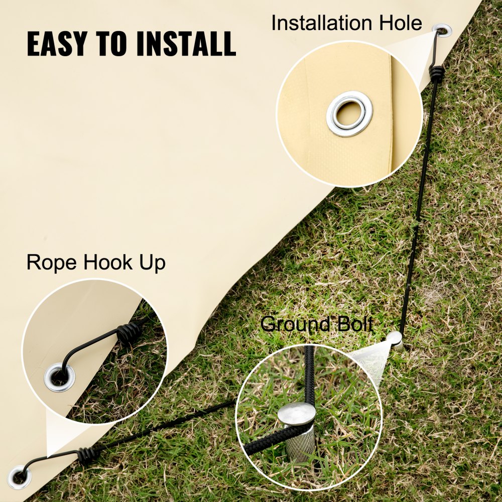 VEVOR Copertura di Sicurezza per Piscina,Telo di Copertura per Piscina Rettangolare in Polipropilene, Coperchio Rettangolare di Piscina Interrata per Casa Giardino Hotel Ingegneria (Dia 4.5m, Beige)