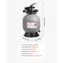 VEVOR Sand Filter, 457.2 mm, 151.4 LPM Above Inground Swimming Pool Sand Filter System, with 7-Way Multi-Port Valve, Backwash, Rinse, Recirculate, Waste, Winter, Closed Modes, for Above In Ground Pool