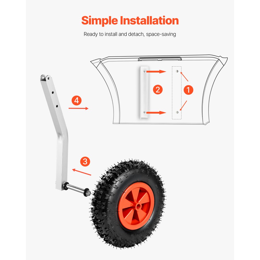 VEVOR Boat Launching Wheels, 226.8 kg Load Capacity, 304.8 mm Aluminium Alloy Transom Wheel with Inflatable Rubber Tires, Folding Launch Wheels with 4 Quick Release Pin, Fit 4m Inflatable Fishing Boat