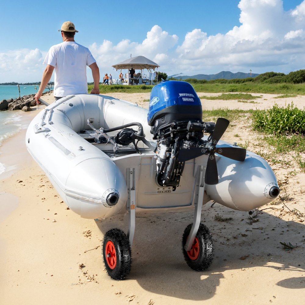VEVOR Boat Launching Wheels, 226.8 kg Load Capacity, 304.8 mm Aluminium Alloy Transom Wheel with Inflatable Rubber Tires, Folding Launch Wheels with 4 Quick Release Pin, Fit 4m Inflatable Fishing Boat