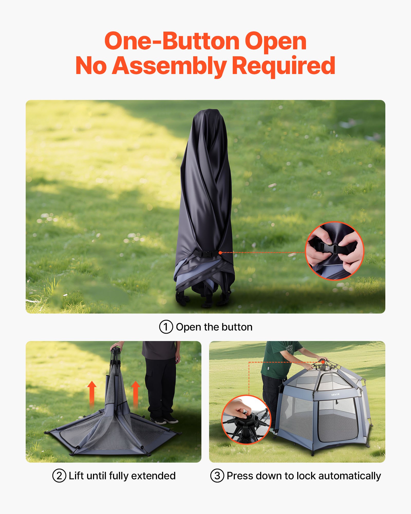 VEVOR Box per Bambini Neonati 150x150 cm, Box per Bambini Pieghevole Portatile, con Tettuccio Parasole UPF 50+, Borsa da Viaggio, Rete Traspirante, Area Giochi per Interni, Esterni, Parco, Spiaggia