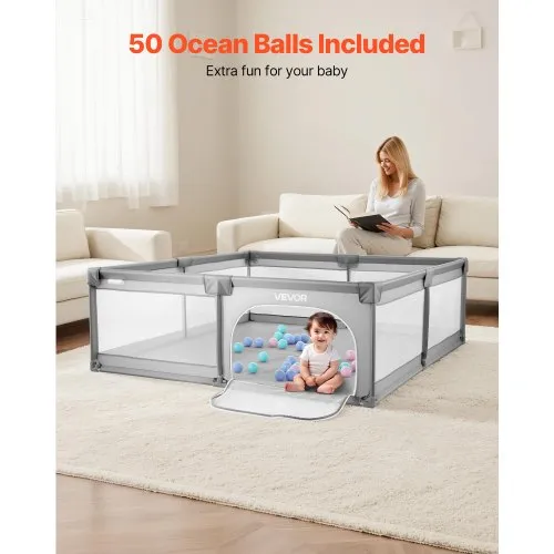 Recinto Per Bambini VEVOR 2000x1785 Mm | Con 50 Palline Oceaniche, Rete Traspirante E Porta A Cerniera