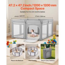 VEVOR Recinto per Bambini, 1200 x 1200 mm, Recinto Pieghevole, per Bambini con Porta Cerniera e Morbida Rete Traspirante, Centro Attività di Sicurezza Senza Fessure per Interni Esterni
