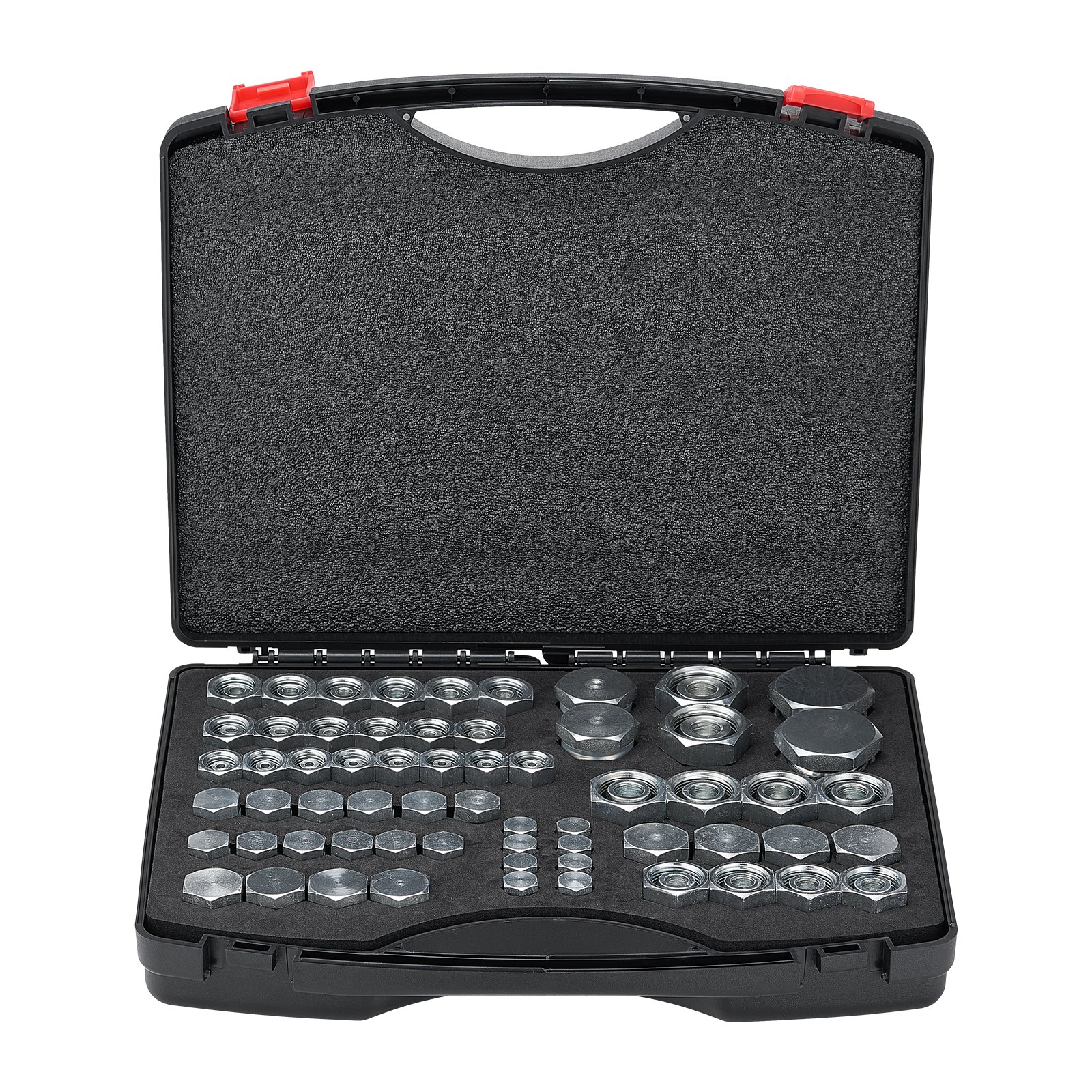 VEVOR 64-piece DIN hydraulic fittings, industrial hydraulic cap & plug, hose & pipe fitting set, cap & plug set with precision thread, dashboard sizes 14/16/18/22/26/30/36