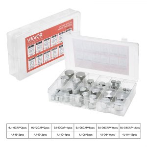 Kit 72 Pezzi Raccordi Idraulici JIC In Acciaio Zincato, Filettatura 37° Per Tubi - Taglie 4,6,8,10,12,16 Con Custodia