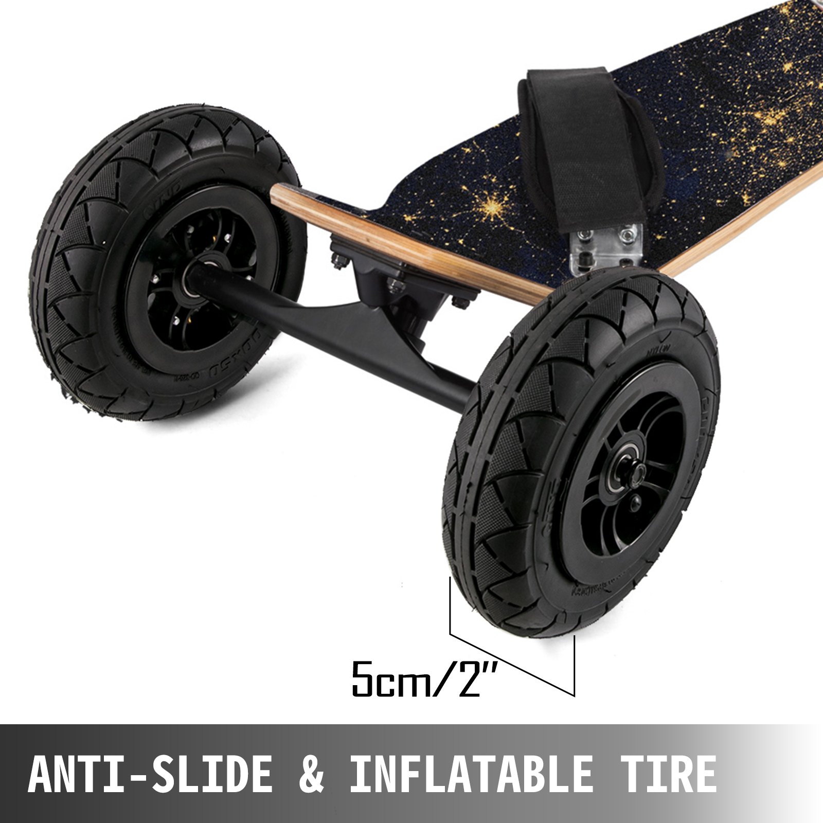 VEVOR Skateboard Fuoristrada di Forma Terra Ruota 8 Pollici, Pattino Consiglio di Montagna Telaio in Lega di Alluminio da 10 Pollici con Accessori Multipli per Livello Soglia o Professionista