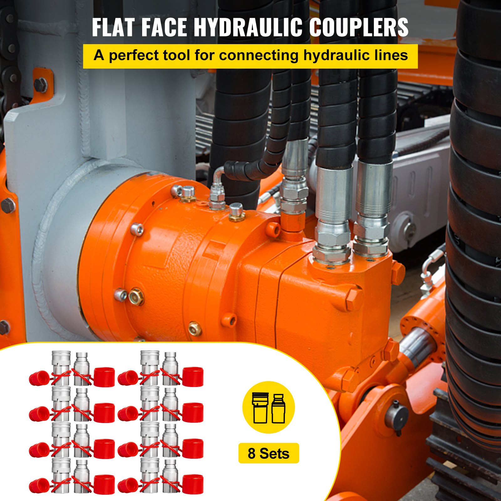 VEVOR Attacco rapido idraulico Corpo 1/2" Accoppiatore idraulico 1/2" NPT Attacco rapido Attacco rapido 8 coppie Attacco rapido idraulico 27,6 MPa 8 coppie