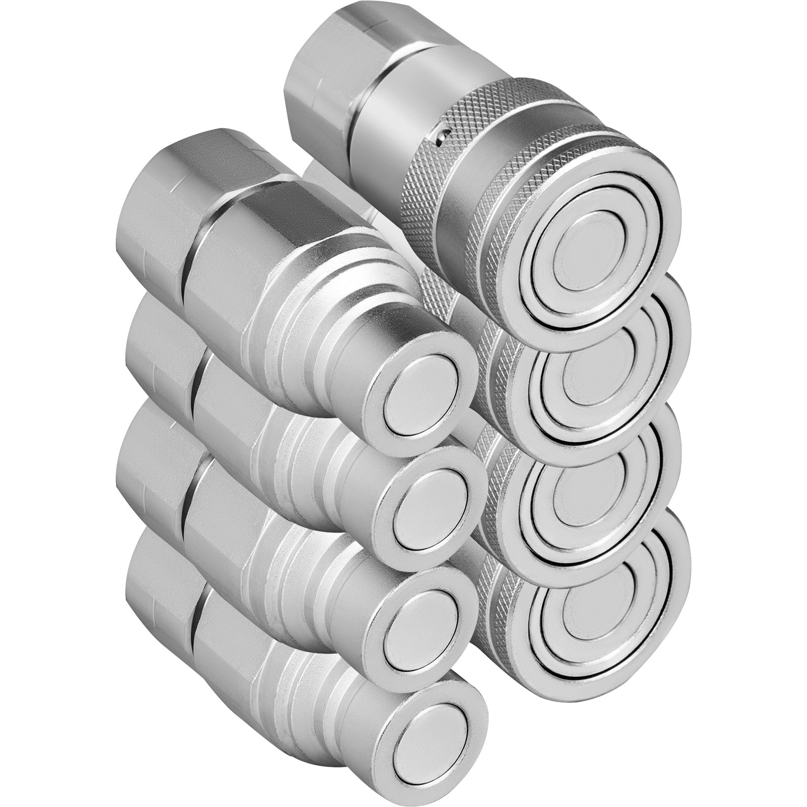 VEVOR Innesti Rapidi 4 Pezzi NPT 1/2" Accoppiatori Idraulici Connessione Rapida in Acciaio Pressione Max. 4000 PSI, Attacchi Rapidi Idraulici Portata Max. 45,5L / min per Minipala Sezione Industriale