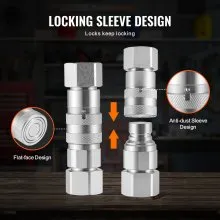 VEVOR Attacchi Idraulici Faccia Piatta 12,7 mm Attacchi per Minipale NPT 1 Paio