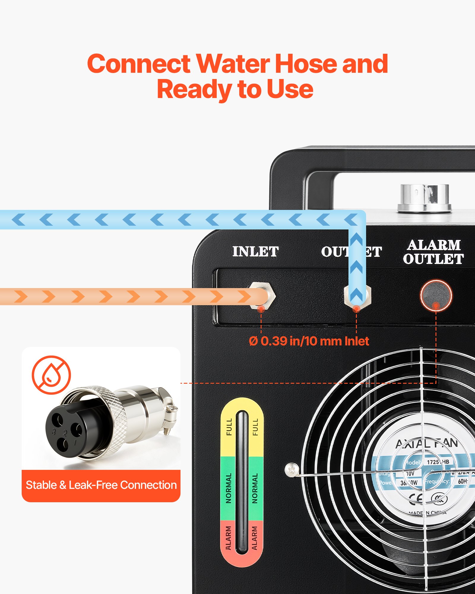 VEVOR Refrigeratore d'Acqua Industriale per Macchina per Incisione Laser CW-5200AI, Sistema di Raffreddamento ad Acqua con Compressore per Taglio Laser da 650 W, Capacità 7 L, Portata Max 16 L/min