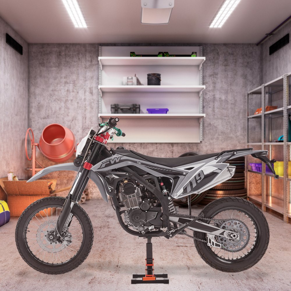 VEVOR Ponte Sollevatore Idraulico per Moto Bici da Officina Capacità Max. 200kg Altezza Regolabile 255 mm-460 mm, Ponte Sollevatore Alzamoto Antiscivolo da Officina per Moto Bici Operazione Idraulica