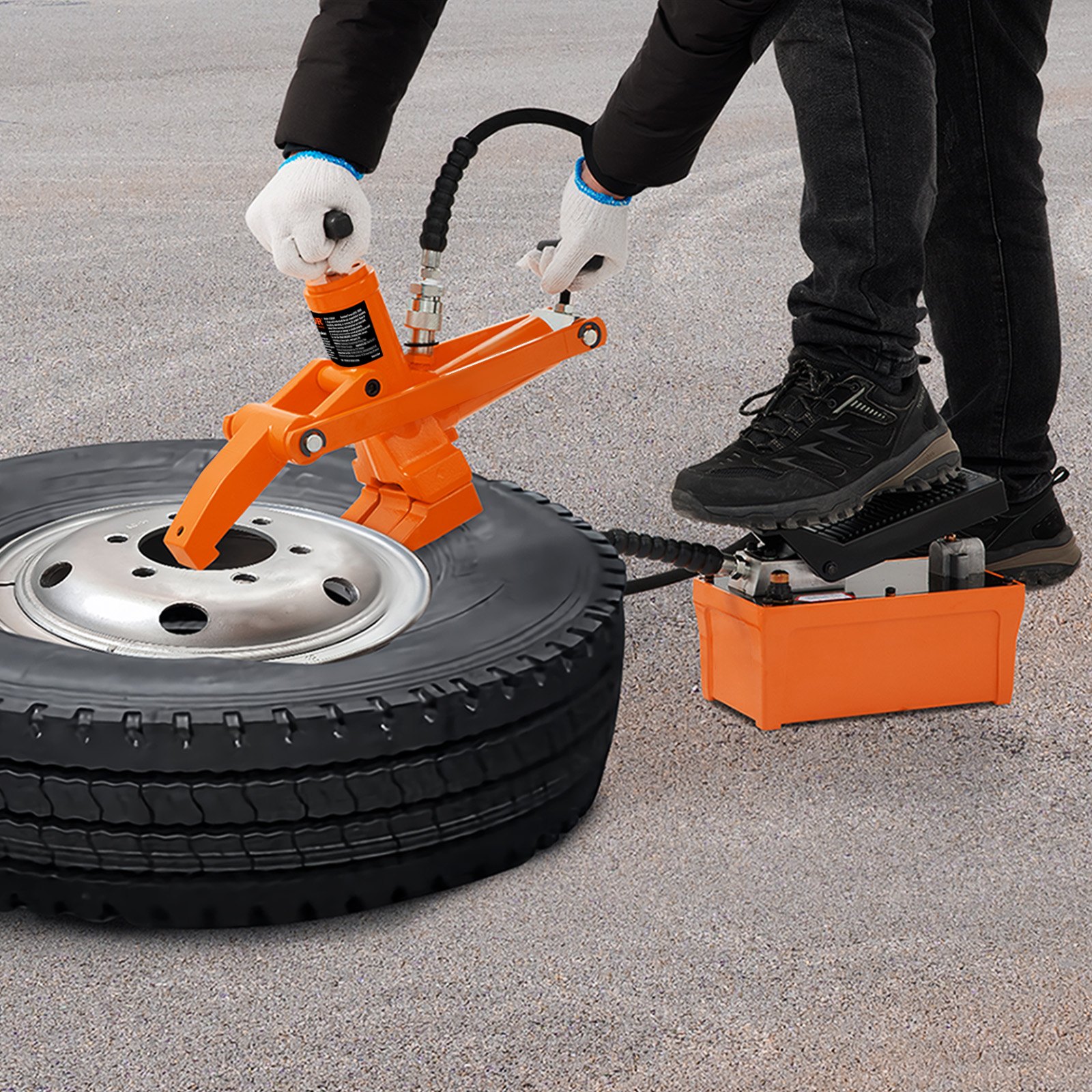 VEVOR Stallonatore idraulico, Stallonatore per pneumatici da 1000 PSI con pompa a pedale in metallo, Strumento stallonatore in acciaio per carichi pesanti per trattori, camion, autobus, tosaerba, ATV