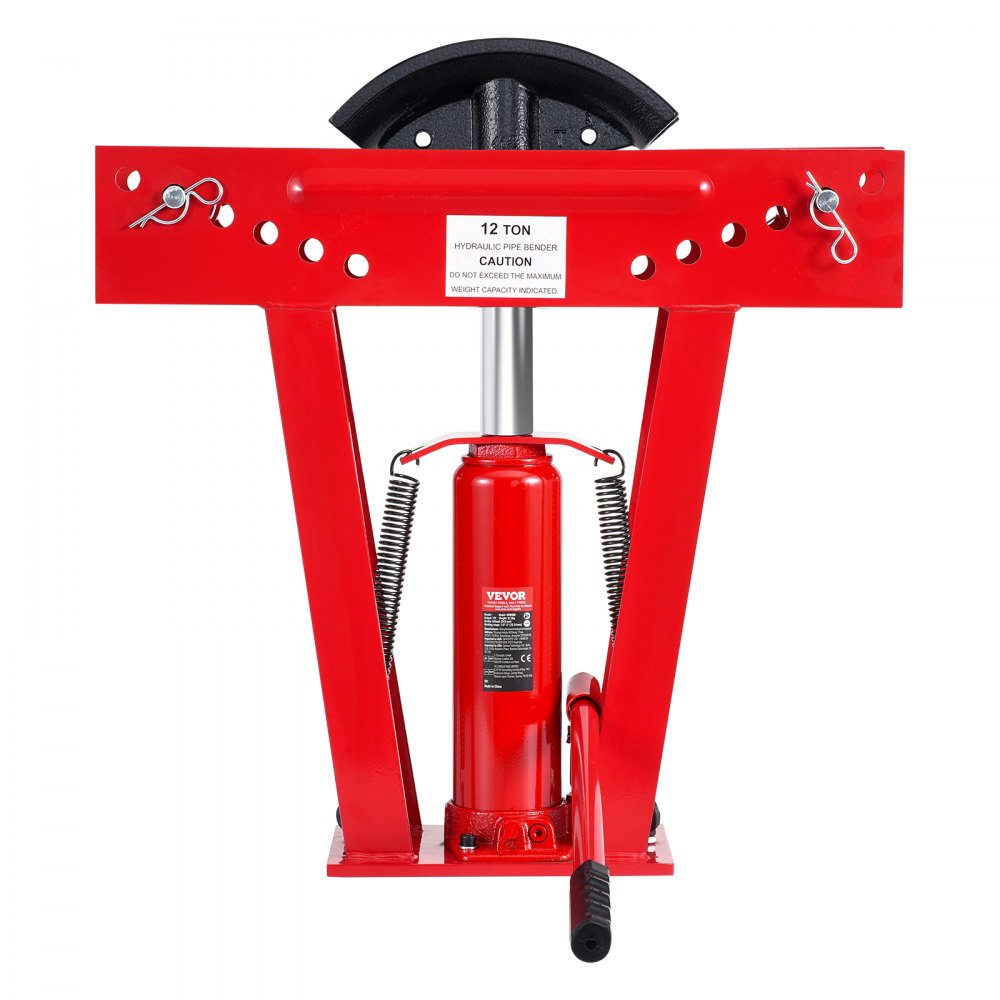 VEVOR Piegatubi Idraulico Piegatubi per Tubi Scarico in Rame 12 Tonnellate 6 Matrici (1/2'', 3/4'', 1'', 1-1/4'', 1-1/2'', 2''), Rulli Regolabili da 90° a 180° per Tubi in Metallo, Piegatubi Manuale